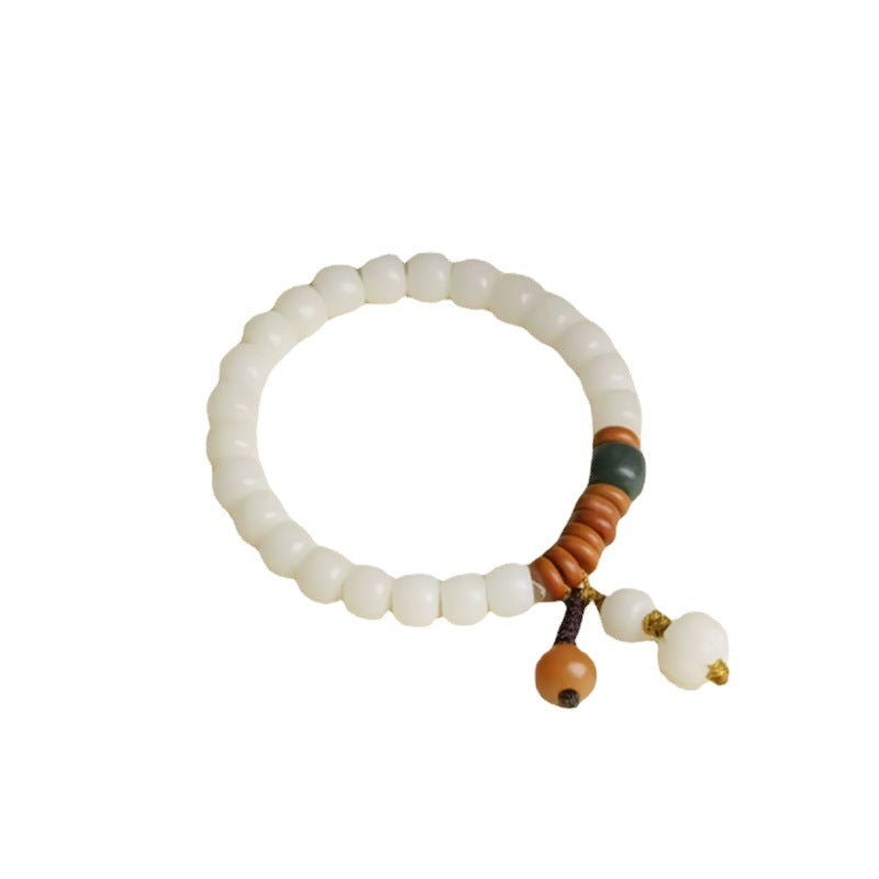 Natural White Jade Bodhi Root Bracelet Olive Pit Bracelet Women's Jewelry