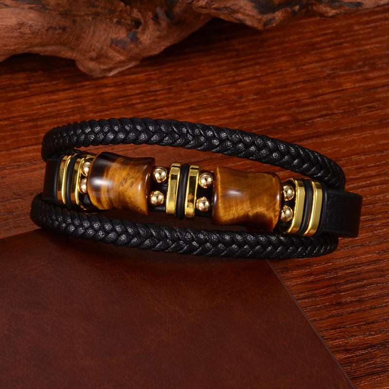 Free Today: Protect Energy Bursts Strength Leather Rope Magnet Bracelet
