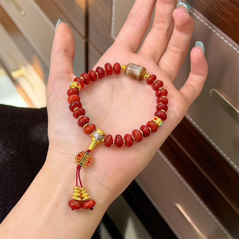 Sandalwood Nanhong agate bracelet jewelry women's models