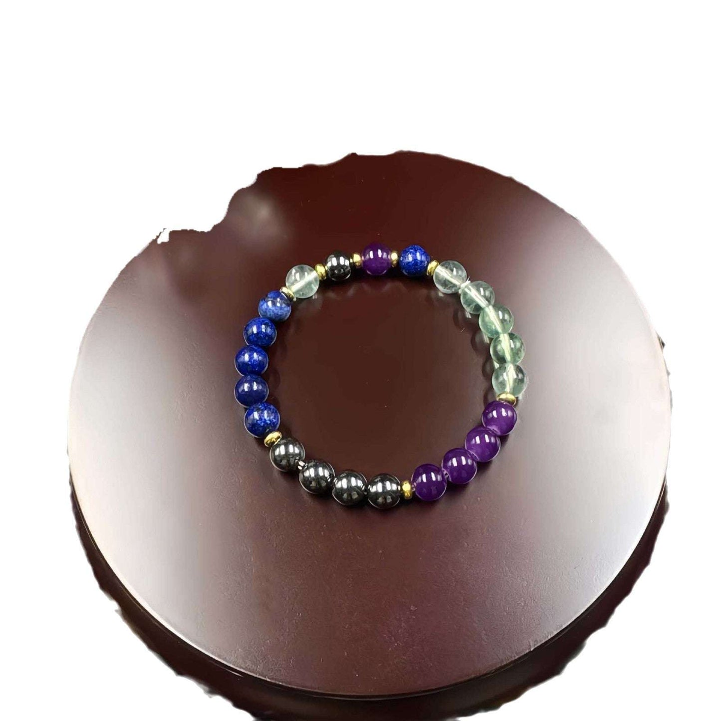 Free Today: Natural Stone Bracelet Black Gallstone Lazuli Amethyst Bracelet Feng Shui Lucky