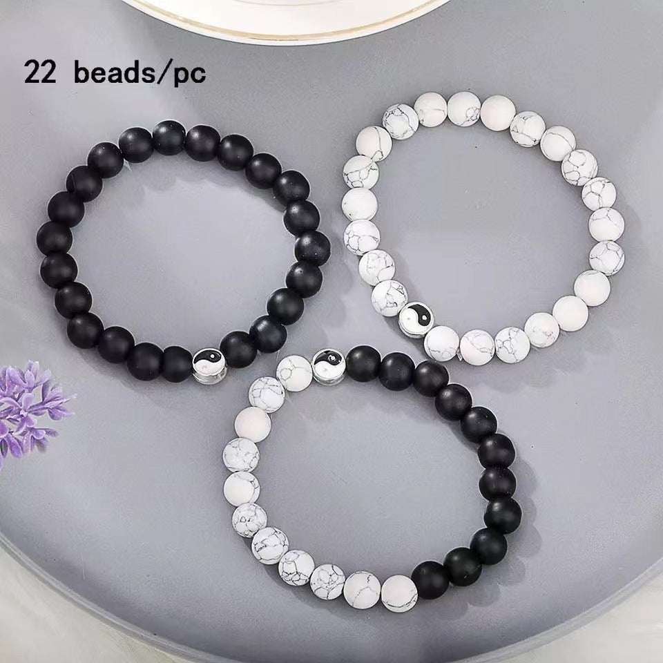 Free Today: Handmade Tai Chi Gossip Turquoise Yin Yang Black and White Bracelet Nourishing Healing Practice
