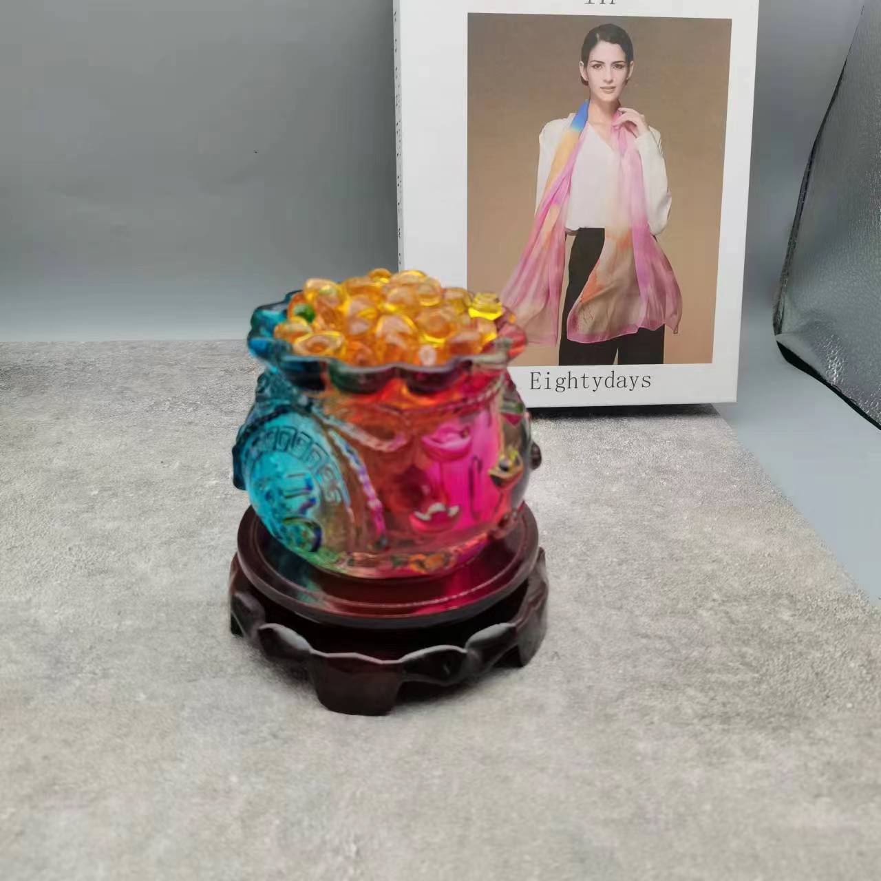 Glazed citrine lucky bag cornucopia