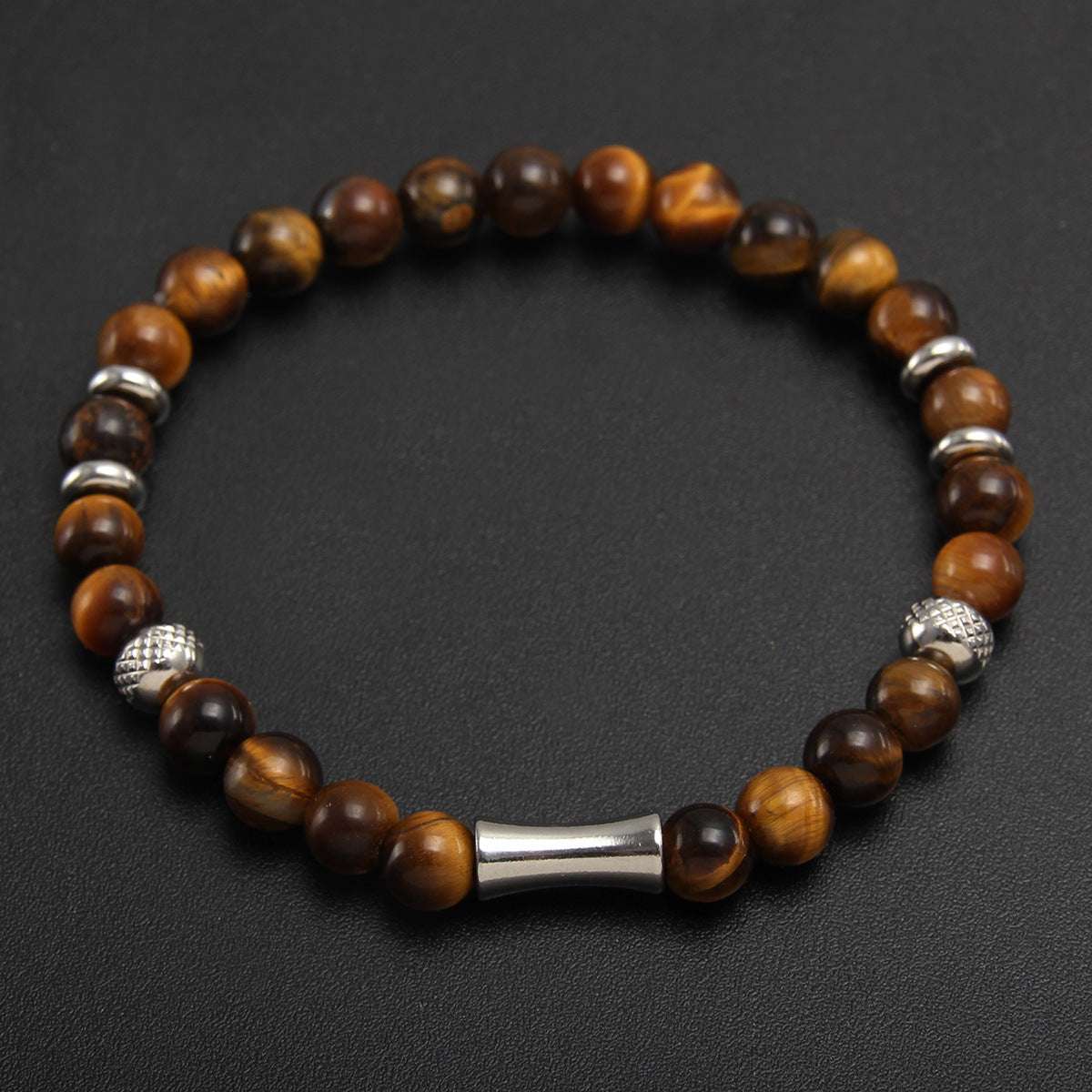 Free Today: 6MM Tiger's Eye Natural Stone Beaded Bracelet with Good Luck Bracelet