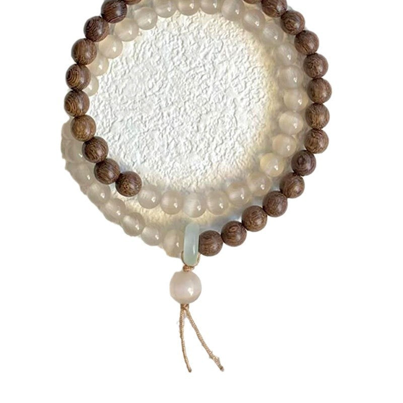 Golden Silk Wood Grain Double - Ring Bracelet, Lady's Amulet and Evil - Repelling Decoration