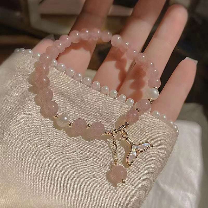New Pixiu strawberry crystal bracelet gray moonlight crystal high-end light luxury color lucky transfer bracelet jewelry women