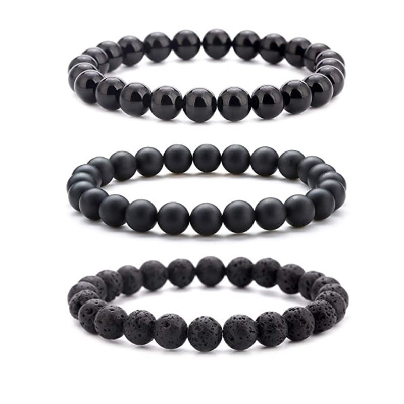 Free Today: Agate Volcanic Stone Round Beads Natural Gems Bracelet Blessing Protection