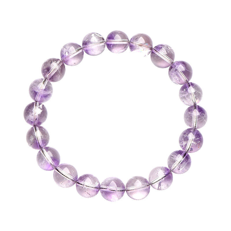 Purple round bead bracelet, ice amethyst bracelet.