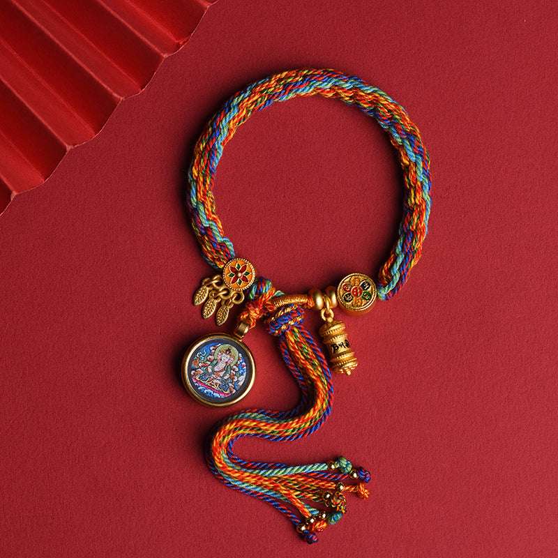 Tibetan Thangka Eight Guardian Gods Wu Ye Manjushri Tibetan Thangka Hand Rope Female Zakiram Bracelet Male Gift