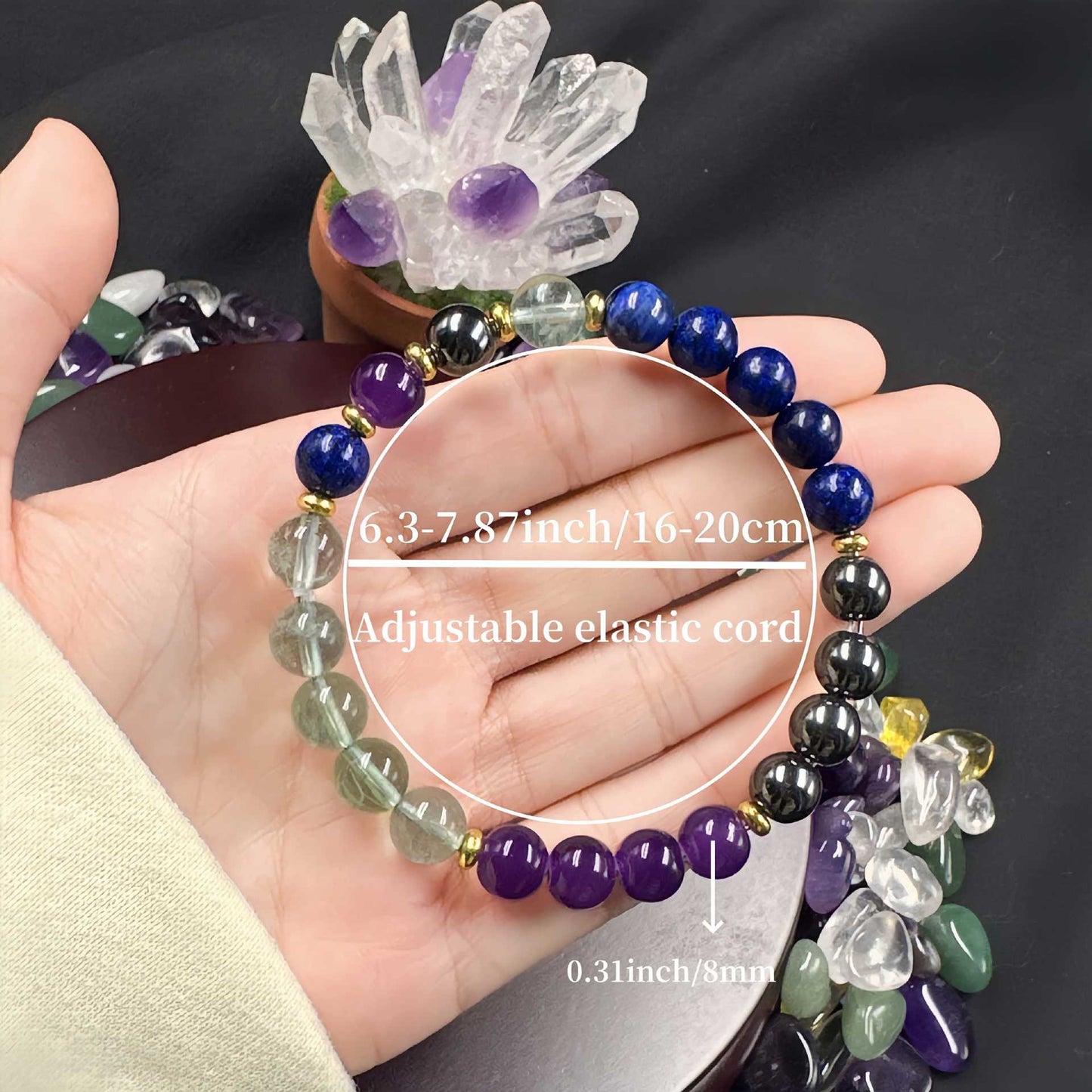 Free Today: Natural Stone Bracelet Black Gallstone Lazuli Amethyst Bracelet Feng Shui Lucky