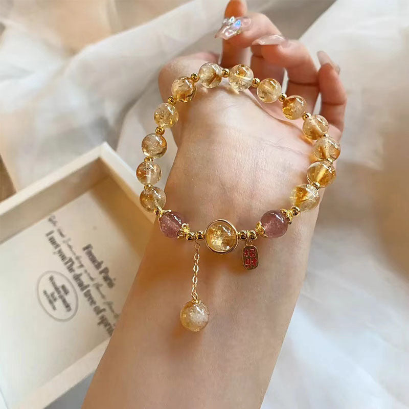 Natural Huangta Crystal Jinba Crystal Bracelet for Men and Women's Premium Agate Citrine Golden Fa Crystal Lucky Bracelet