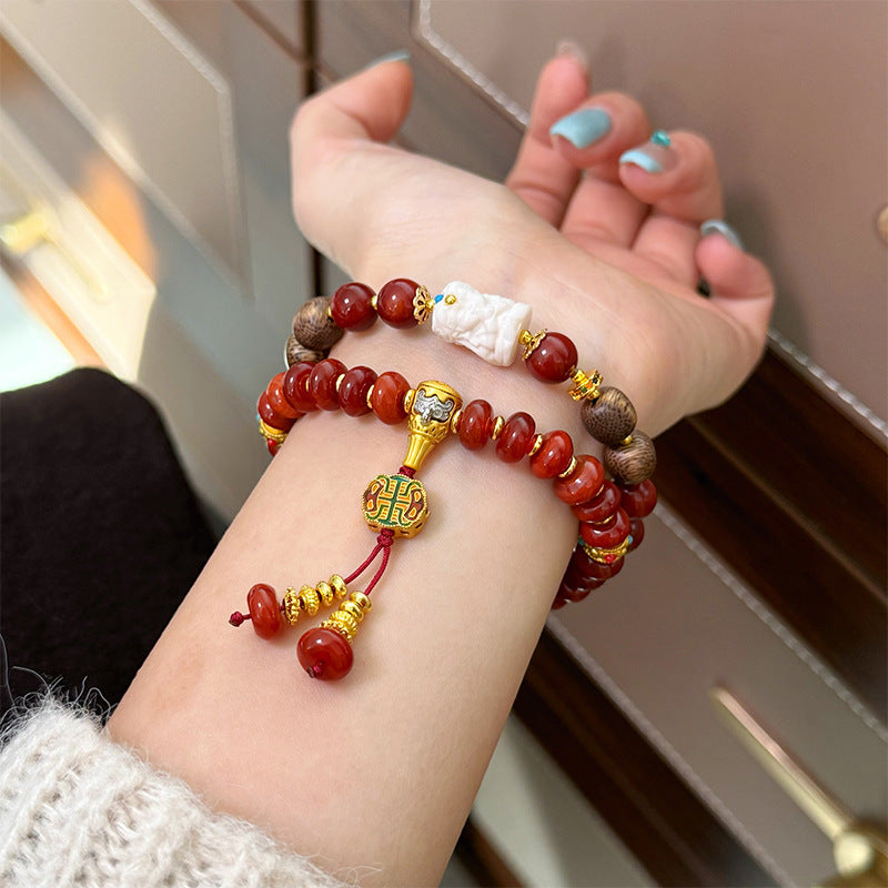 Sandalwood Nanhong agate bracelet jewelry women's models