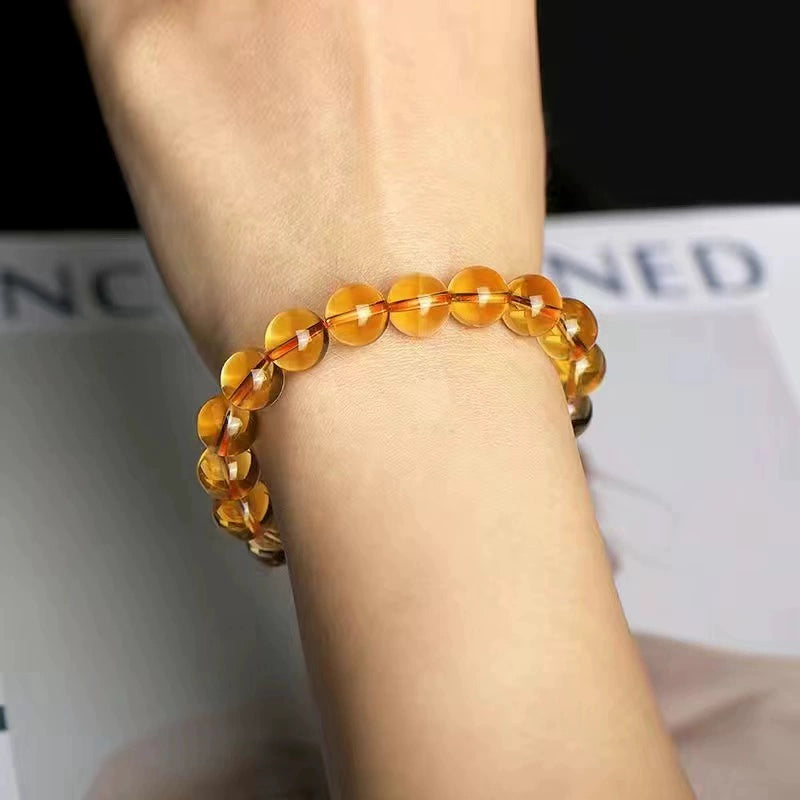 Natural citrine lucky bracelet men's and women's transfer bead bracelet.