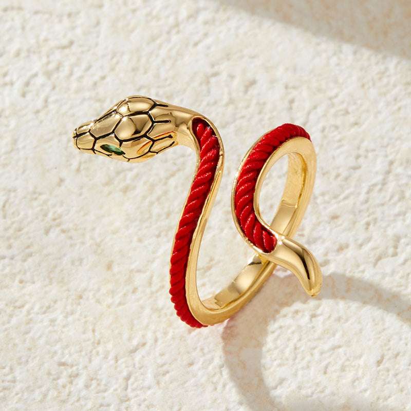 Taoist New Year Celebration Red Rope Zodiac Snake Open Ring Natal Year Transit Index Finger Ring Chinese Ring