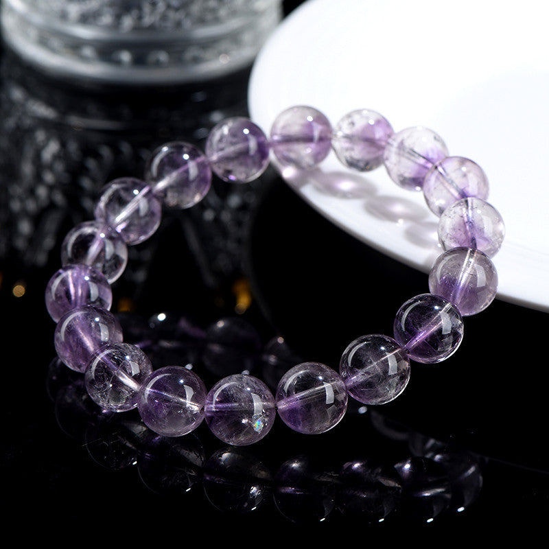 Purple round bead bracelet, ice amethyst bracelet.