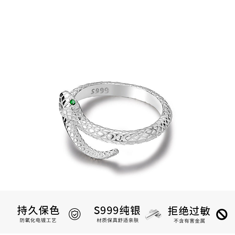 999 silver spirit snake ring