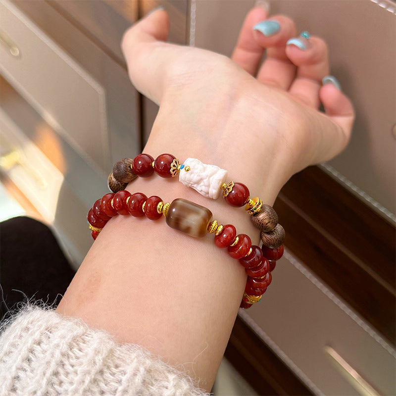 Sandalwood Nanhong agate bracelet jewelry women's models