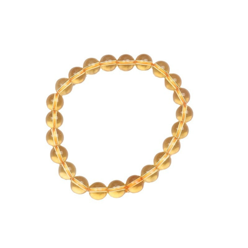 Natural citrine bracelet, crystal bracelet, classic simple old mine citrine round bead bracelet.