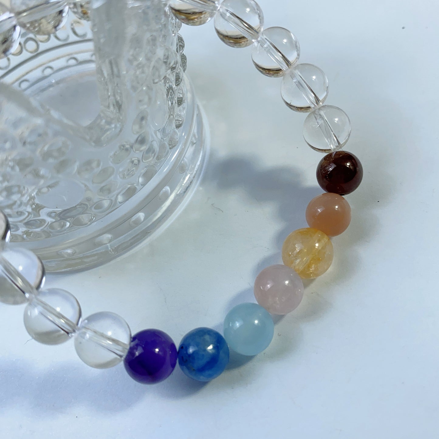 Natural white crystal amethyst powder crystal garnet kyanite fashion women's Duobao bracelet.