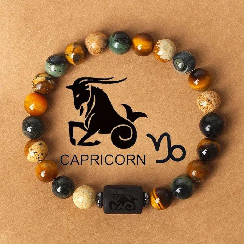 Free Today: Natural Stone Twelve Constellation Bracelet Picture Beaded Bracelet Tiger's Eye Constellation Bracelet