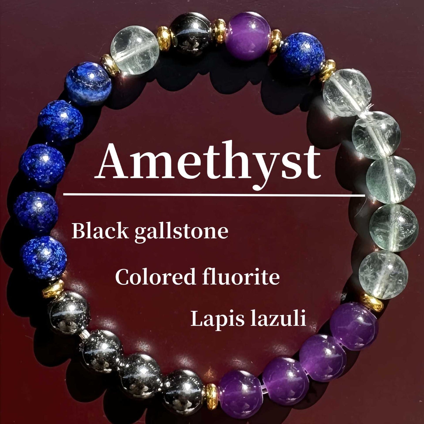 Free Today: Natural Stone Bracelet Black Gallstone Lazuli Amethyst Bracelet Feng Shui Lucky