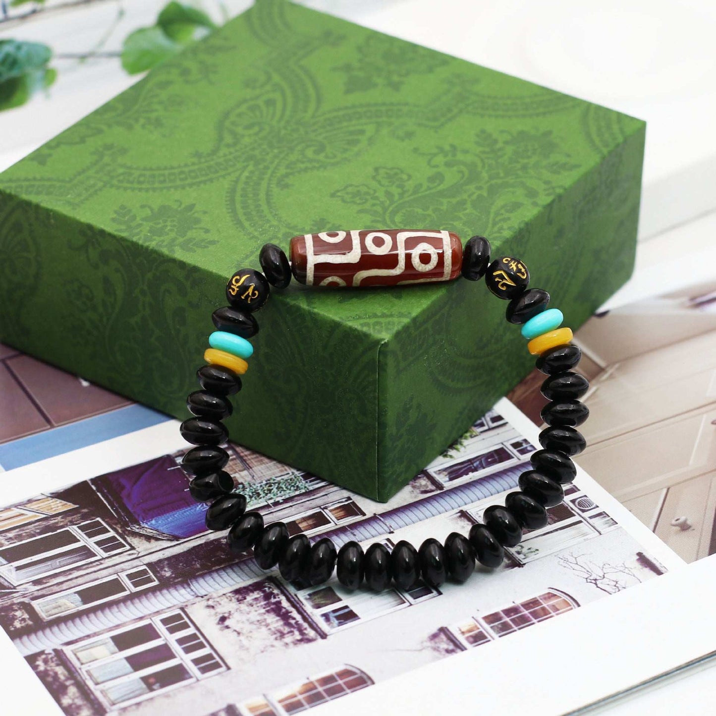 Tibet nine-eye dzi bead bracelet agate dzi bead bracelet abacus bead bead jewelry