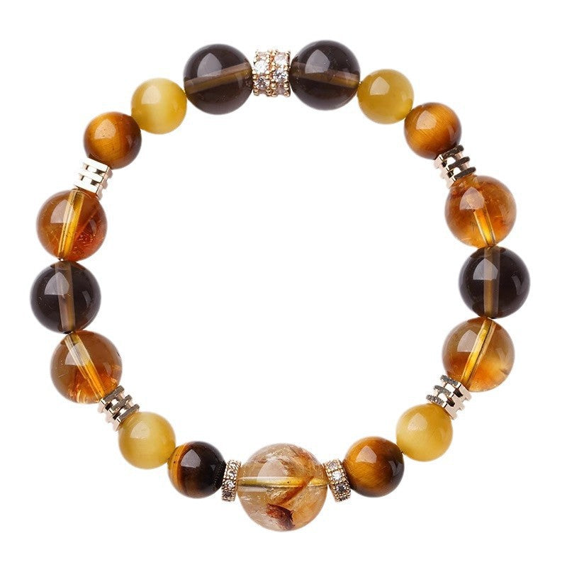 Natural Huangta Crystal Jinba Crystal Bracelet for Men and Women's Premium Agate Citrine Golden Fa Crystal Lucky Bracelet