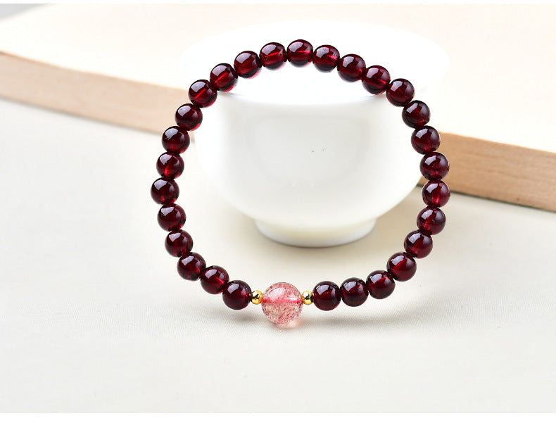 Natural pomegranate transfer bead bracelet strawberry crystal trick peach blossom transfer bracelet