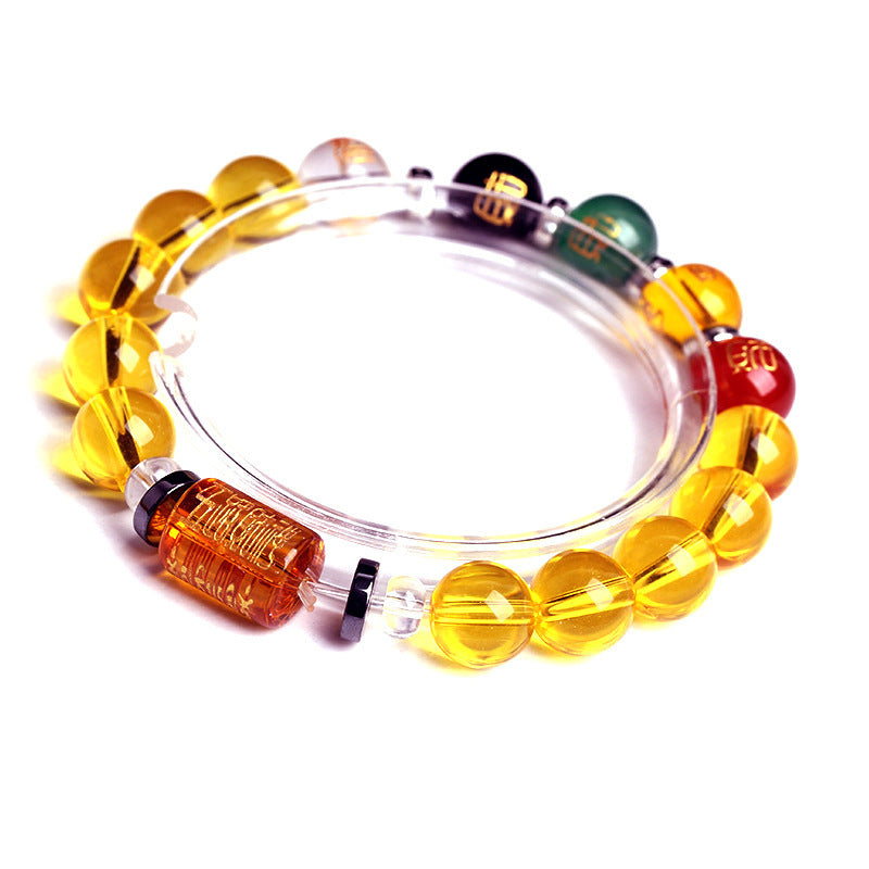 Natural citrine five-way God of Wealth bracelet, citrine five-element bracelet, citrine partial wealth bracelet