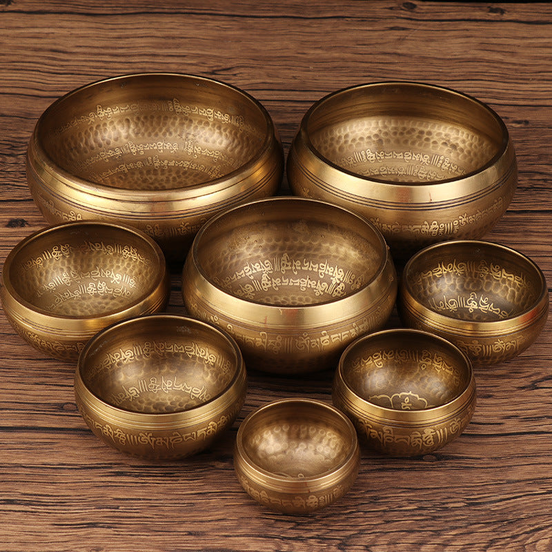 Tibetan six-character mantra Buddhist sound bronze bowl