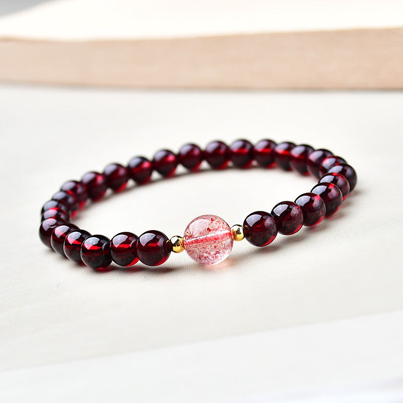 Natural pomegranate transfer bead bracelet strawberry crystal trick peach blossom transfer bracelet