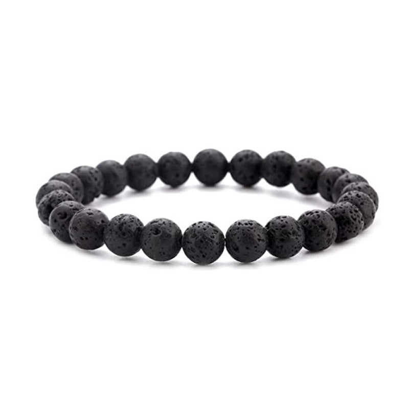 Free Today: Agate Volcanic Stone Round Beads Natural Gems Bracelet Blessing Protection