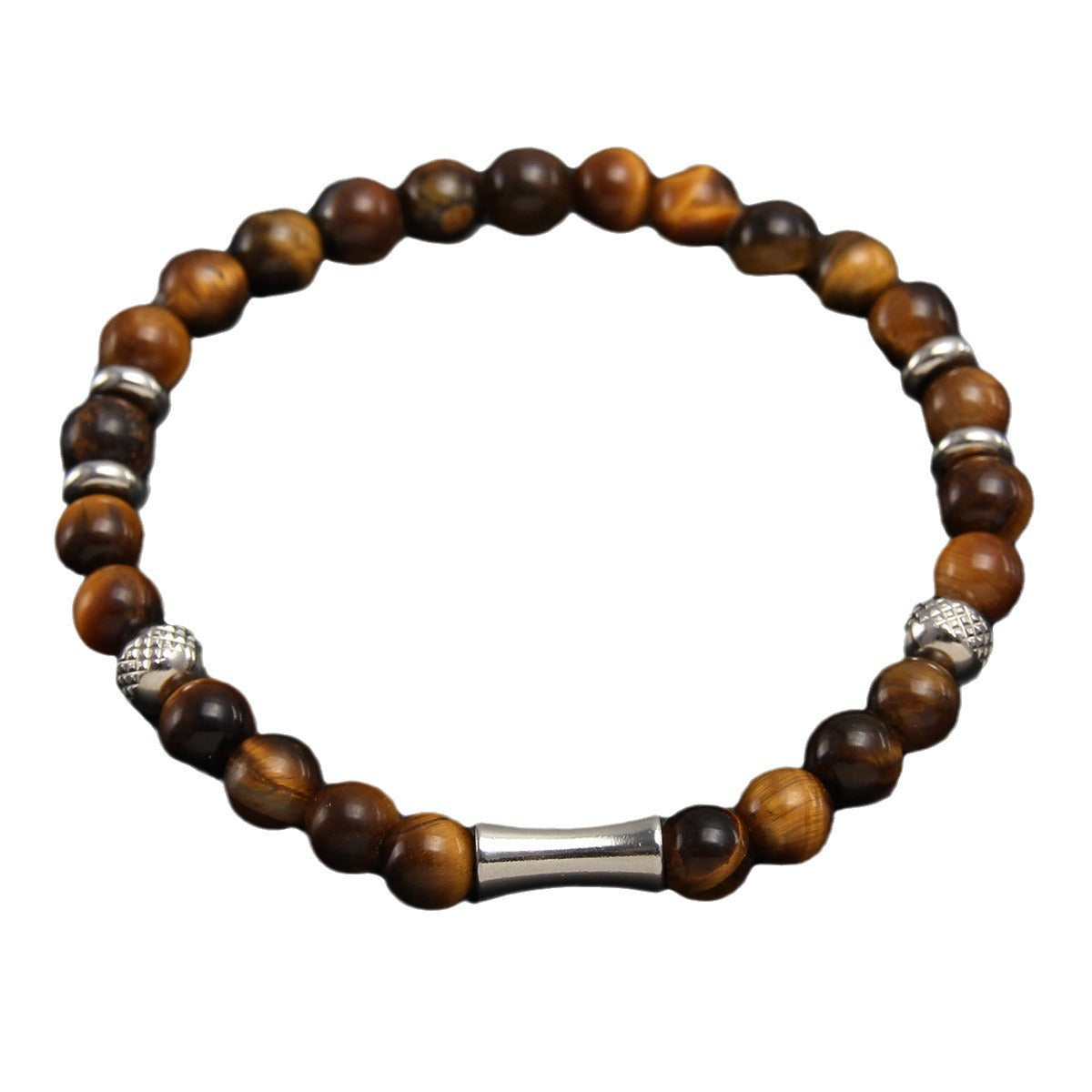 Free Today: 6MM Tiger's Eye Natural Stone Beaded Bracelet with Good Luck Bracelet