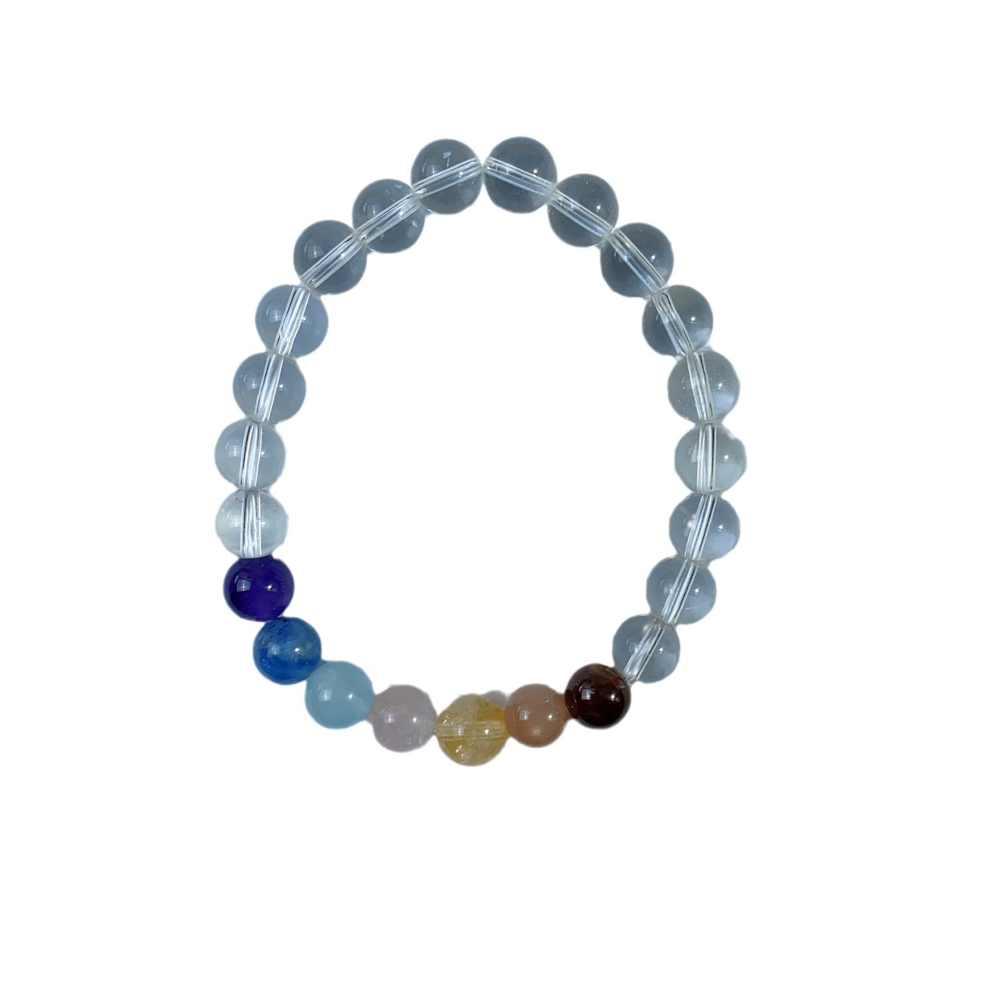 Natural white crystal amethyst powder crystal garnet kyanite fashion women's Duobao bracelet.