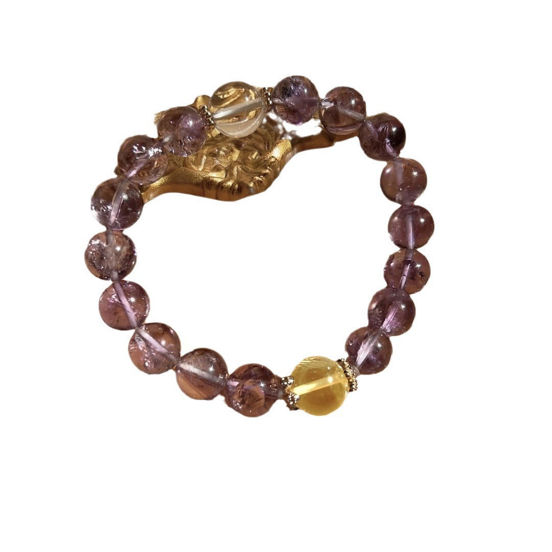 Natural amethyst bracelet women's large-grained rainbow stone crystal bracelet