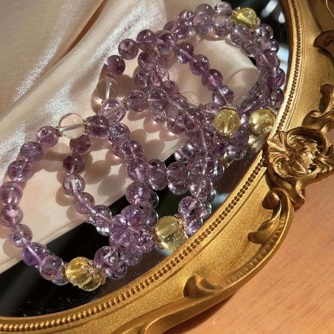 Natural amethyst bracelet women's large-grained rainbow stone crystal bracelet