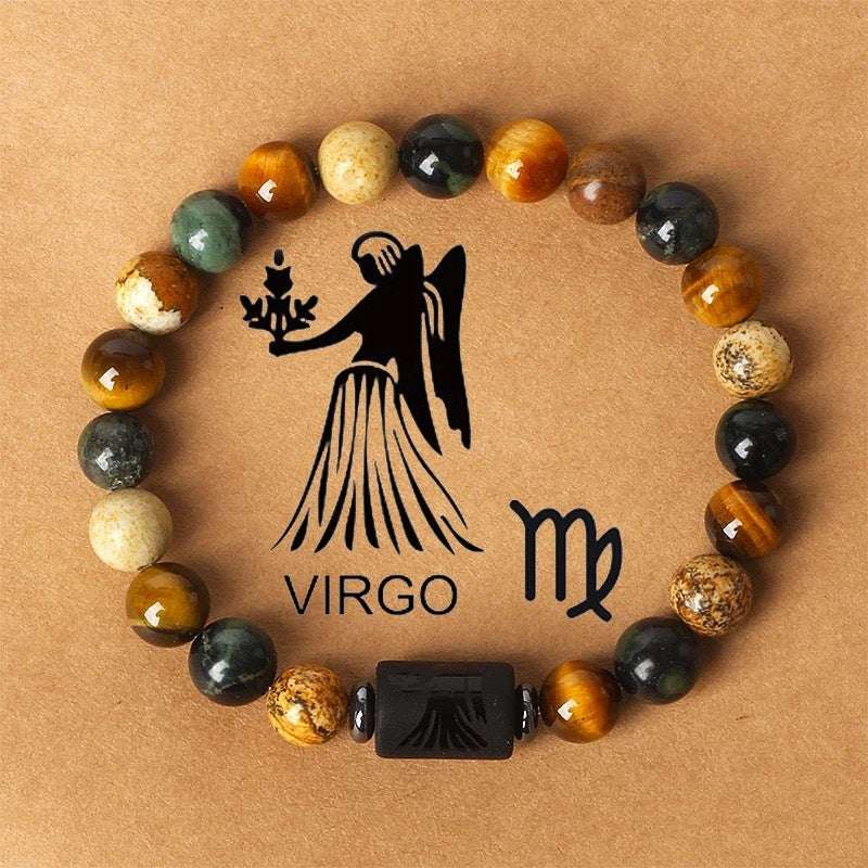Free Today: Natural Stone Twelve Constellation Bracelet Picture Beaded Bracelet Tiger's Eye Constellation Bracelet