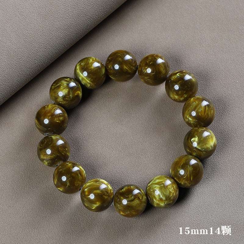 Golden Silk Sea Willow Bracelet 2.0 Men's and Women's 108 Rosary Beads Bracelet Black Coral Sea Willow Buddha Beads Cultural Play Jewelry