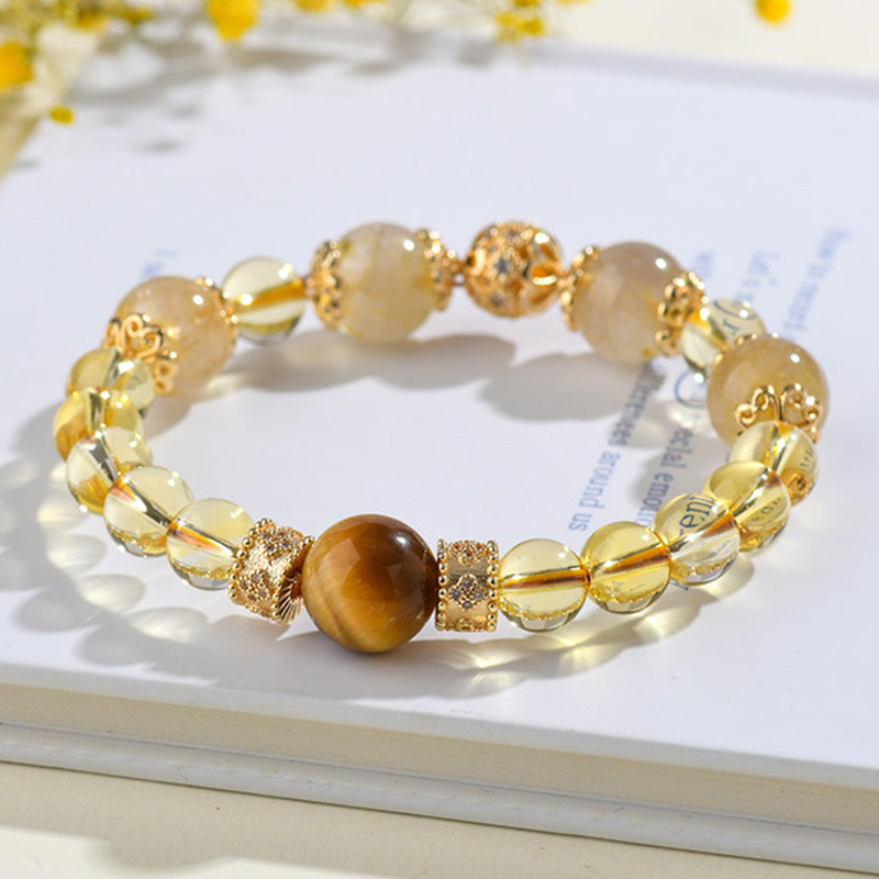 Natural Huangta Crystal Jinba Crystal Bracelet for Men and Women's Premium Agate Citrine Golden Fa Crystal Lucky Bracelet