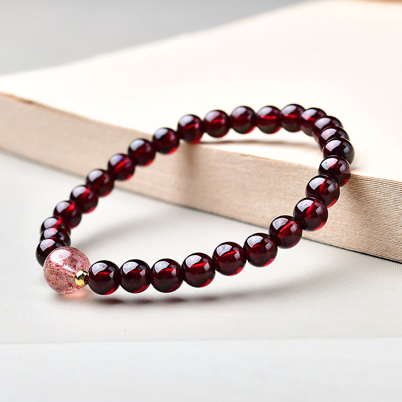 Natural pomegranate transfer bead bracelet strawberry crystal trick peach blossom transfer bracelet