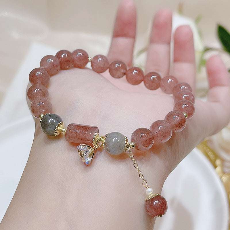 New Pixiu strawberry crystal bracelet gray moonlight crystal high-end light luxury color lucky transfer bracelet jewelry women