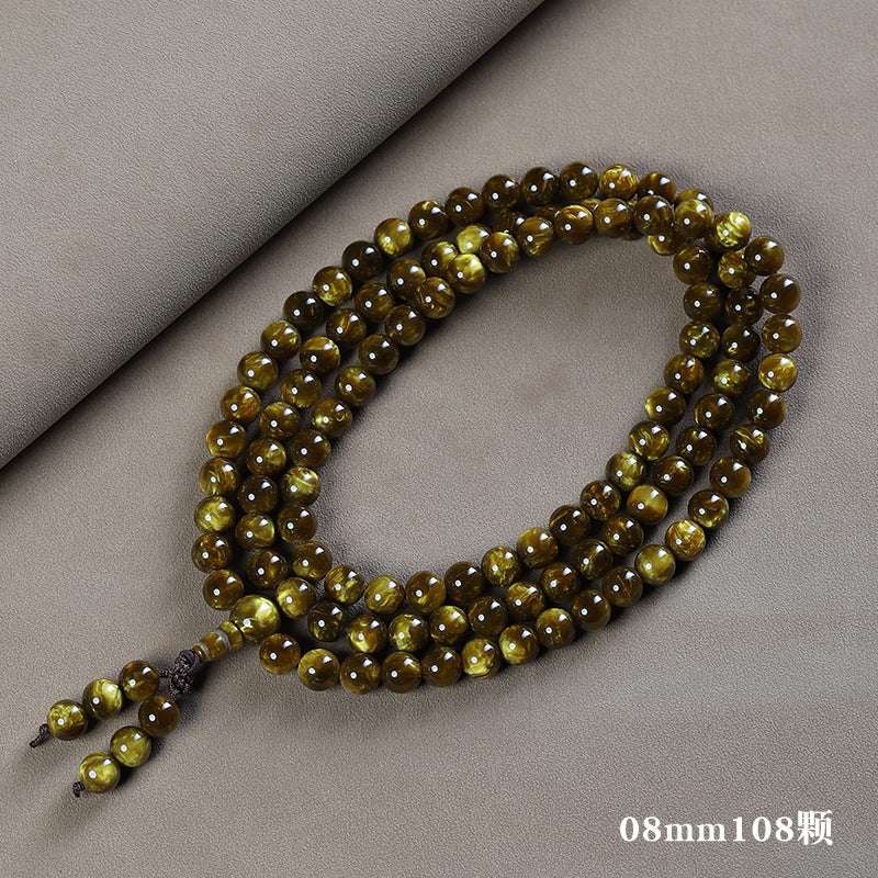 Golden Silk Sea Willow Bracelet 2.0 Men's and Women's 108 Rosary Beads Bracelet Black Coral Sea Willow Buddha Beads Cultural Play Jewelry