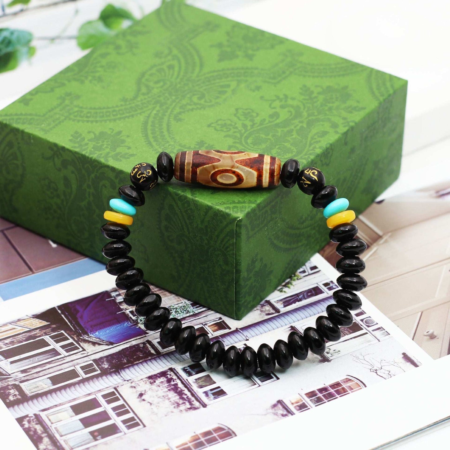 Tibet nine-eye dzi bead bracelet agate dzi bead bracelet abacus bead bead jewelry