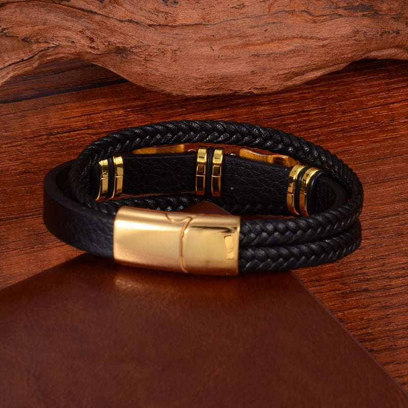 Free Today: Protect Energy Bursts Strength Leather Rope Magnet Bracelet