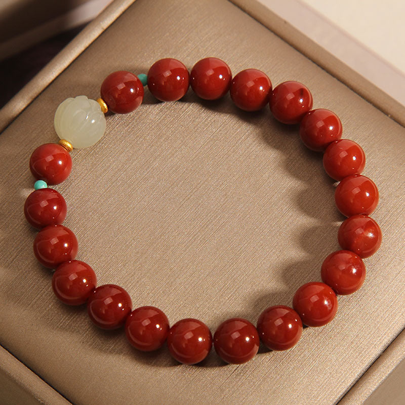 Natural Nanhong agate bracelet Hetian jade lotus bead women's bracelet gift