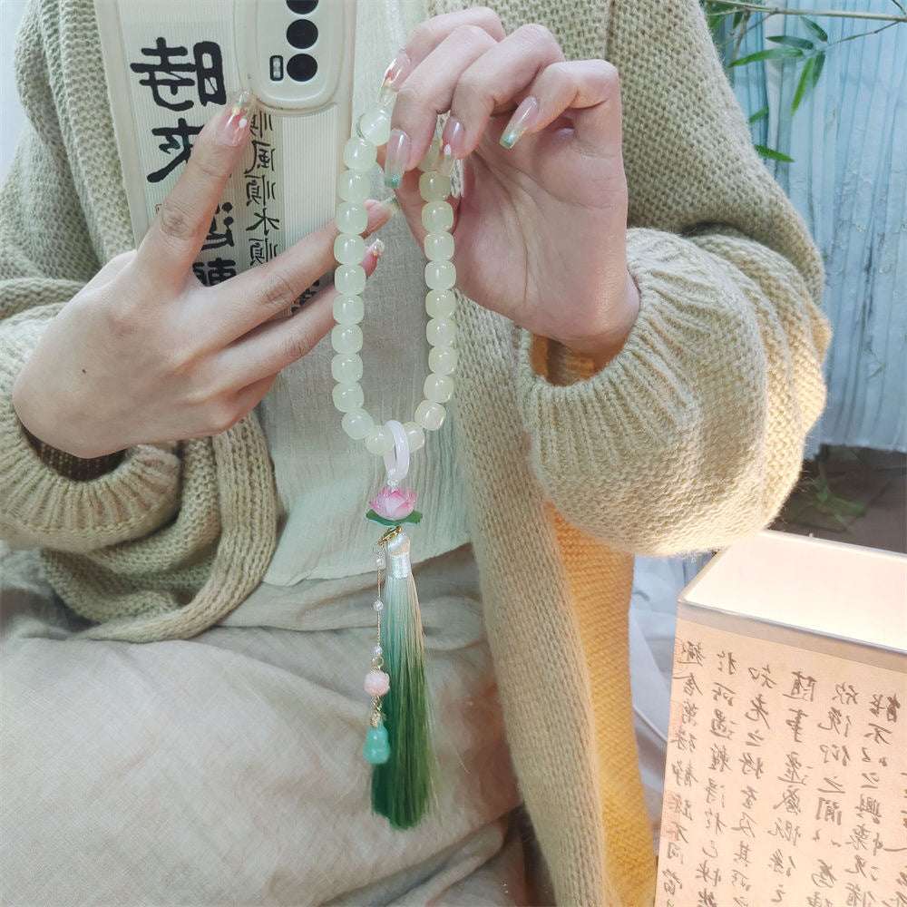 white opal eighteen children, handheld She Taicui Hanfu fringed hand twist antique bracelet for men and women