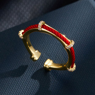 Taoist New Year Celebration Red Rope Zodiac Snake Open Ring Natal Year Transit Index Finger Ring Chinese Ring