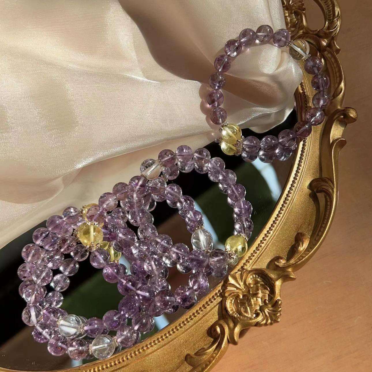 Natural amethyst bracelet women's large-grained rainbow stone crystal bracelet