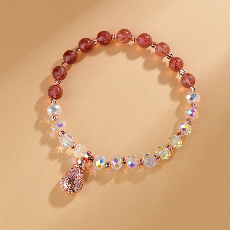 Crystal strawberry crystal double ring bracelet
