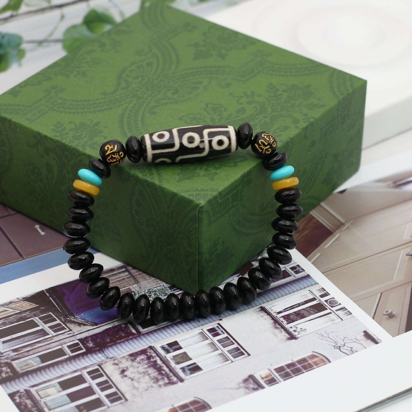 Tibet nine-eye dzi bead bracelet agate dzi bead bracelet abacus bead bead jewelry