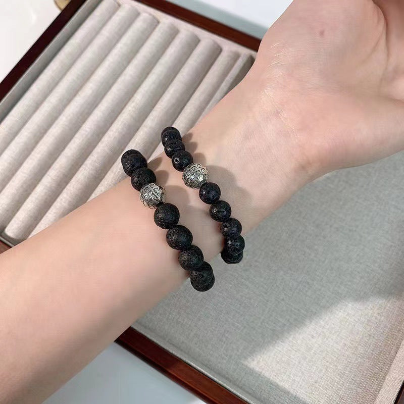 Natural Volcanic Stone Bracelet Black Premium Jewelry Bracelet Gift Energy Stone Increase Confidence Sunshine